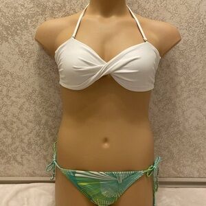 Victoria's Secret White and Green Twist Bikini